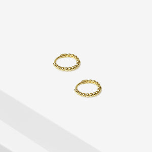 14k Solid Gold Small Ball Hoop Earring