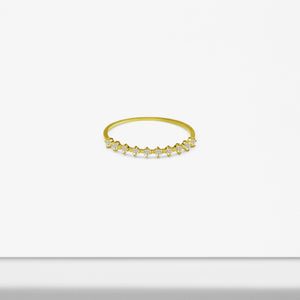 14k Solid Gold Half CZ Ring