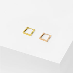 14k Solid Gold Small Square Hoop Earring