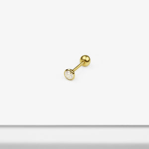 14k Solid Gold One CZ Stud Earring