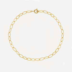 14k Solid Gold Oval Link Chain Bracelet