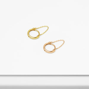 14k Solid Gold Single Small Chain Hoop Earring