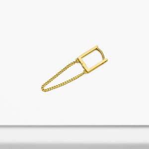 14k Solid Gold Chain Square Hoop Earring