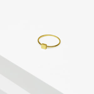 14k Solid Gold Square Center Ring