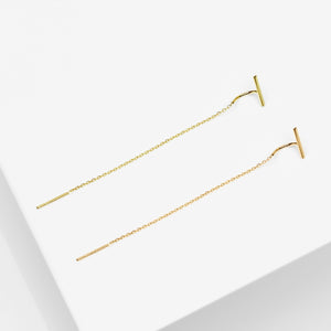 14k Solid Gold Bar Threader Earring