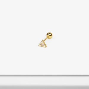 14k Solid Gold Tiny Triangle CZ Stud Earring