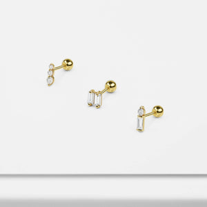 14k Solid Gold CZ Stud Earring