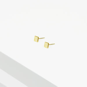 14k Solid Gold Square Stud Earring