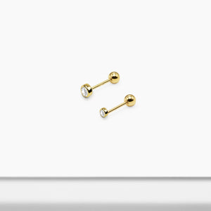 14k Solid Gold 2mm 3mm Bezel CZ Stud Earring