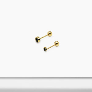 14k Solid Gold 2mm 3mm Black CZ Stud Earring