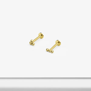 14k Solid Gold Trinity Ball Internally Threaded Labret Stud Earring