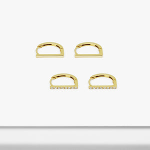 14k Solid Gold Bar Hoop Earring