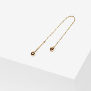 14k Solid Gold Double Ball Threader Earring