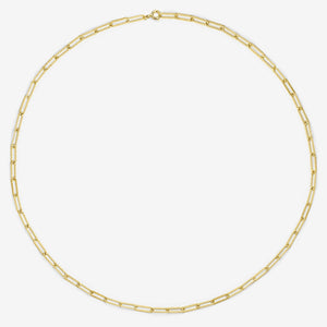14k Solid Gold Rectangle Link Chain Necklace