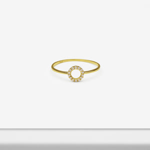 14k Solid Gold Open Circle CZ Ring