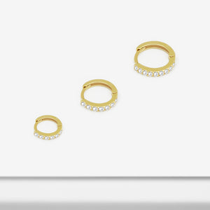 14k Solid Gold Small Medium Large CZ Hoop Earring