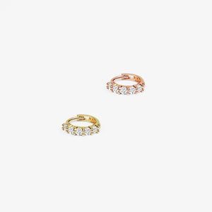 14k Solid Gold Tiny CZ Hoop Earring
