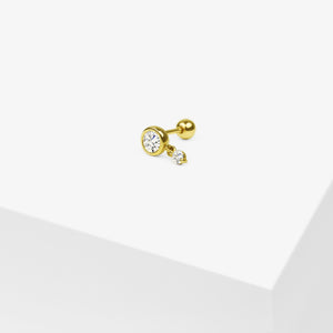 14k Solid Gold Dangling CZ Stud Earring