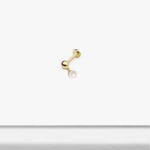 14k Solid Gold Pearl Dangling Ball Internally Threaded Labret Stud Earring