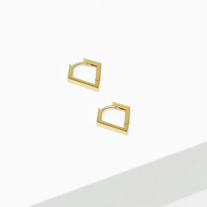 14k Solid Gold Diamond Shape Hoop Earring