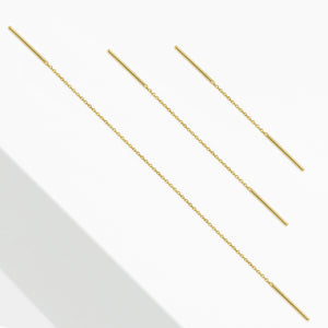 14k Solid Gold Sturdy Chain Double Bar Threader Earring
