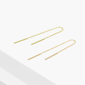 14k Solid Gold Double Bar Threader Earring