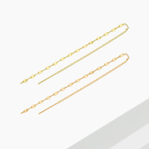14k Solid Gold Double Chain Threader Earring