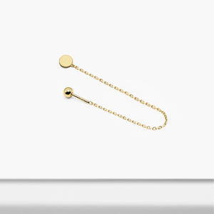 14k Solid Gold Flat Circle Chain Screw Ball Earring