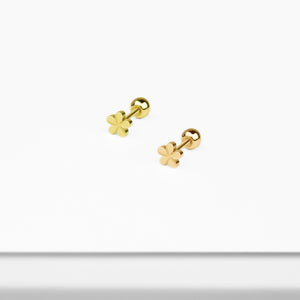 14k Solid Gold flower Stud Earring