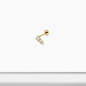 14k Solid Gold M CZ Triangle Stud Earring