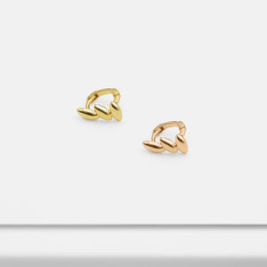 14k Solid Gold Tiny Movement Hoop Earring
