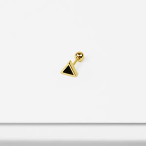 14k Solid Gold Onyx Triangle Stud Earring