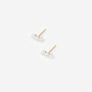 14k Solid Gold Trinity Pearl Earring