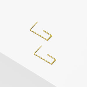 14k Solid Gold Open Rectangle Earring