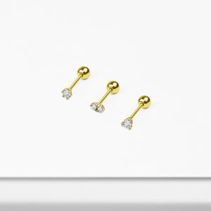 14k Gold Tiny CZ Stud Earring