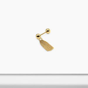 14k Solid Gold Ball Tassel Stud Earring