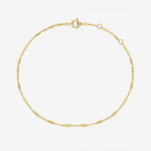 14k Solid Gold Thin Flat Chain Bracelet