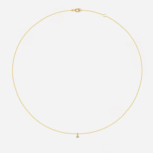 14k Solid Gold Three Prong Champagne Diamond Necklace