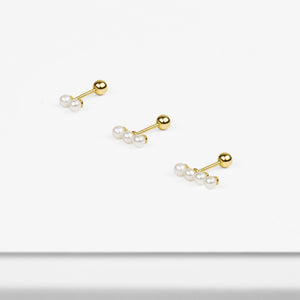14k Solid Gold Tiny Pearl Stud Earring